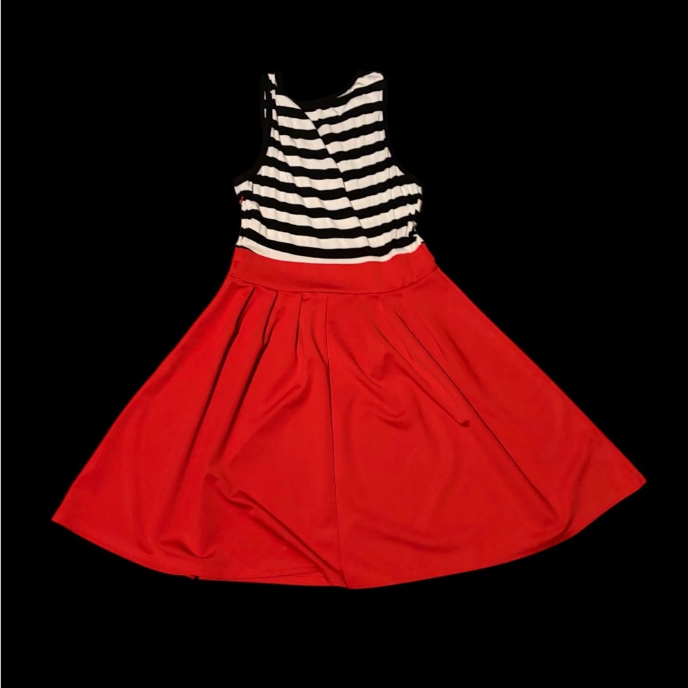 Striped Black and White Top with Red Skirt Dress - Picture 10 of 13